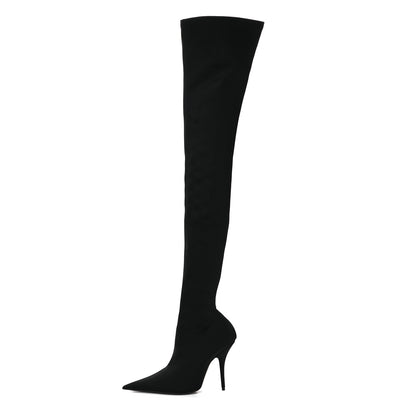 Balenciaga Spandex Pointed Toe Knife 110MM Thigh High Boots 39 Black 1 of 8