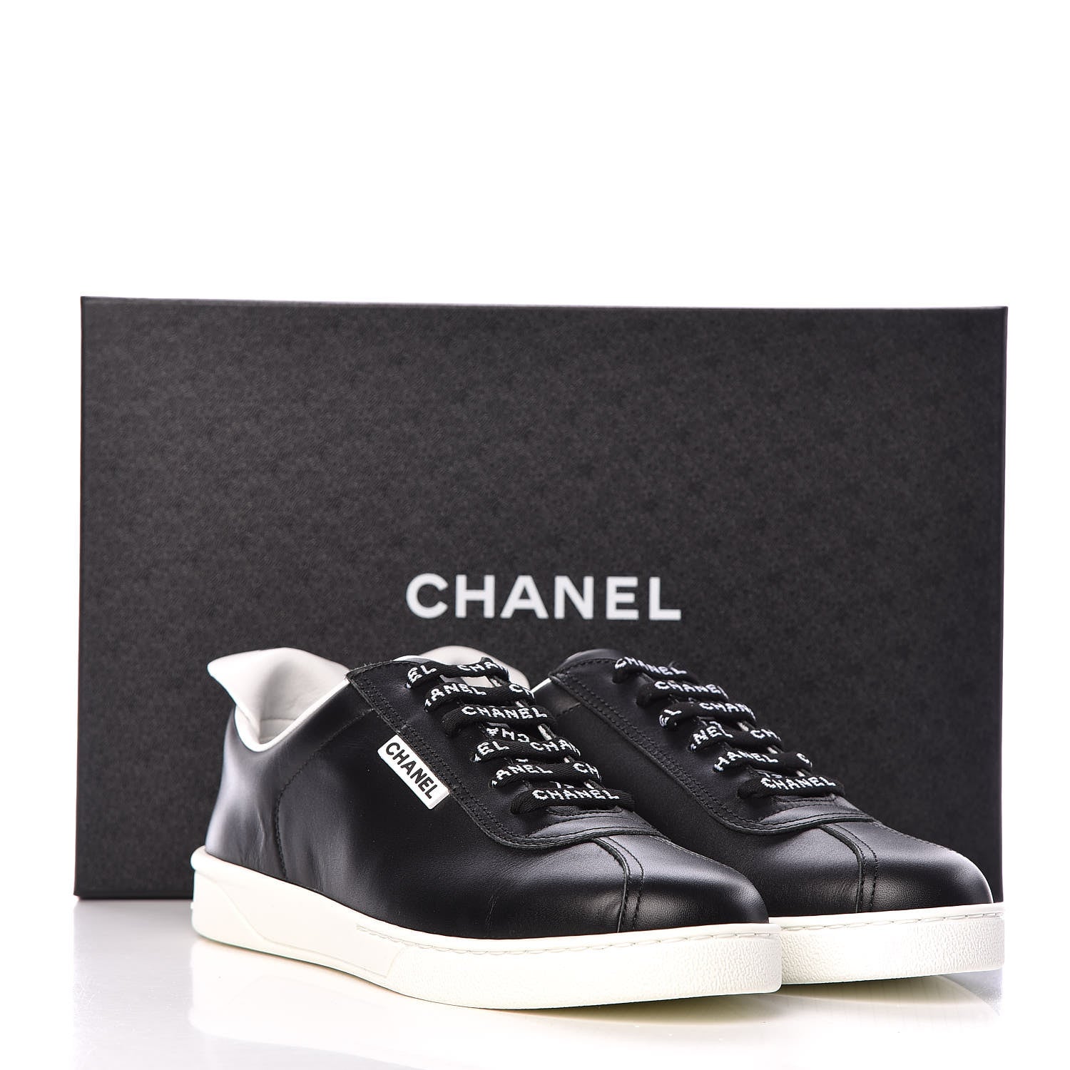 Chanel Calfskin CC Womens Sneakers 38.5 Black 9 of 9