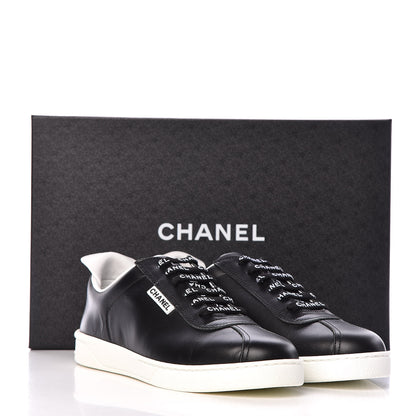 Chanel Calfskin CC Womens Sneakers 38.5 Black 9 of 9