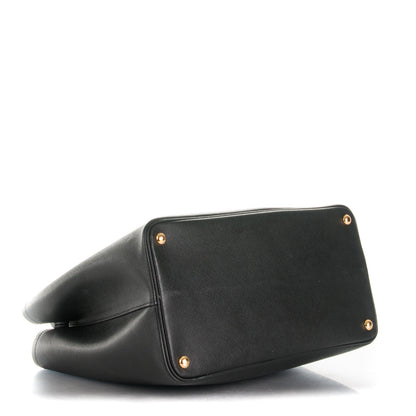Prada Saffiano Cuir Large Double Bag Nero Black Ciliegia 4 of 6