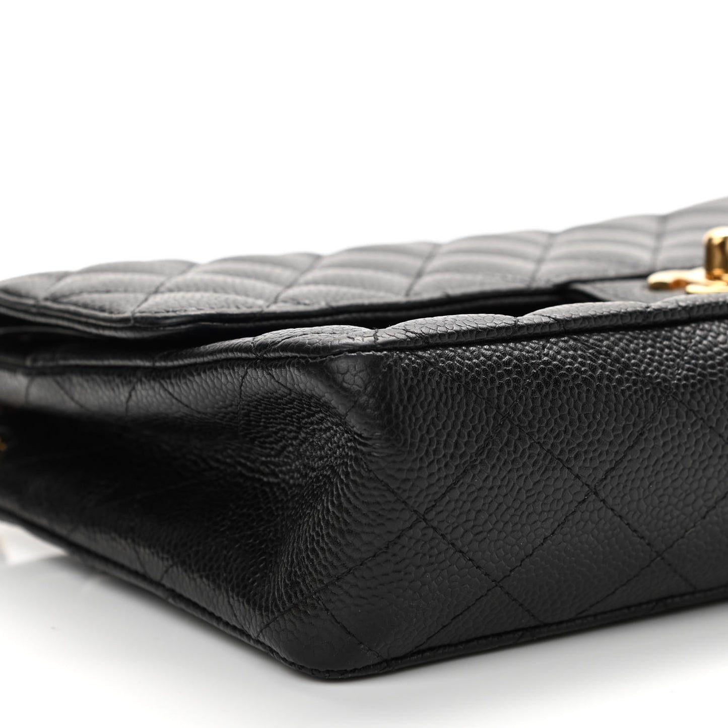 Caviar Quilted Medium Double Flap Black