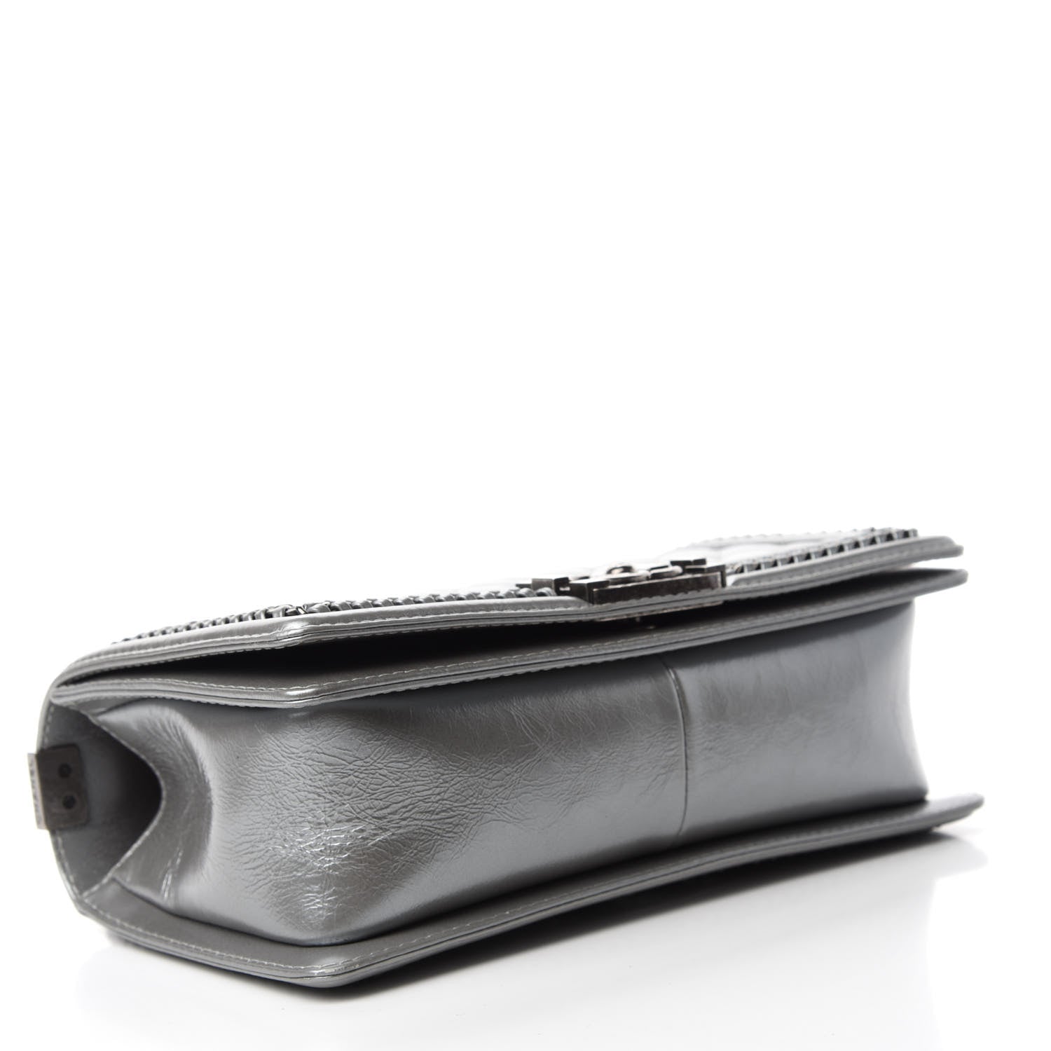 Chanel Metallic Aged Calfskin Quilted Medium Top Handle Boy Flap Silver 4 of 11