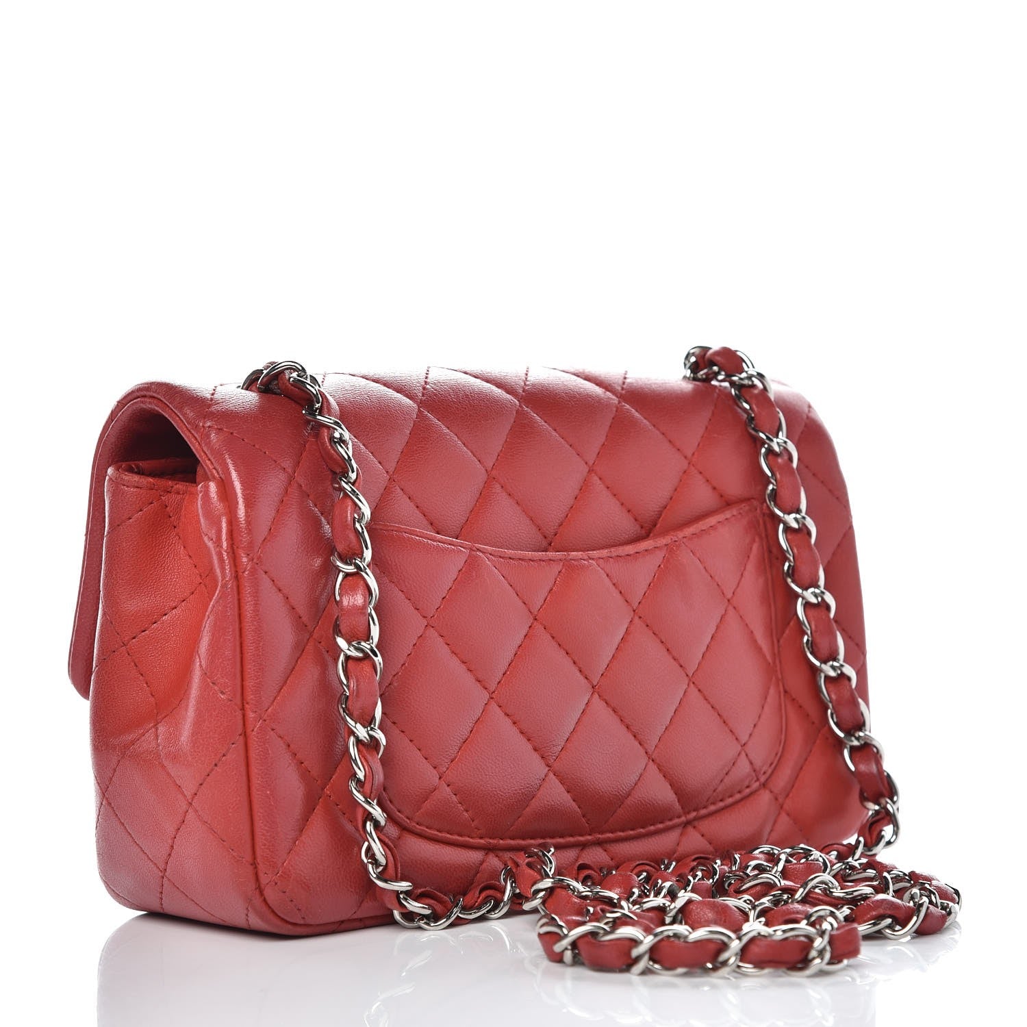Chanel Lambskin Quilted Mini Rectangular Flap Red 3 of 11