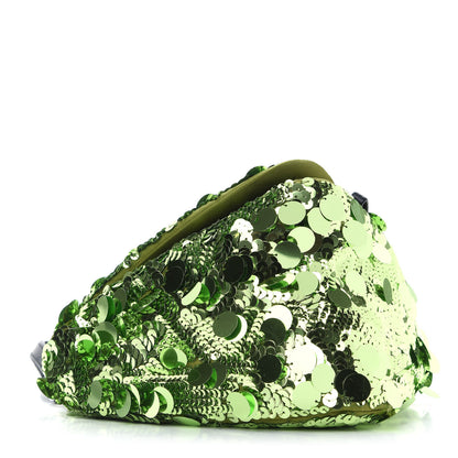 Prada Paillettes Vitello Triangle Crossbody Lime 3 of 7
