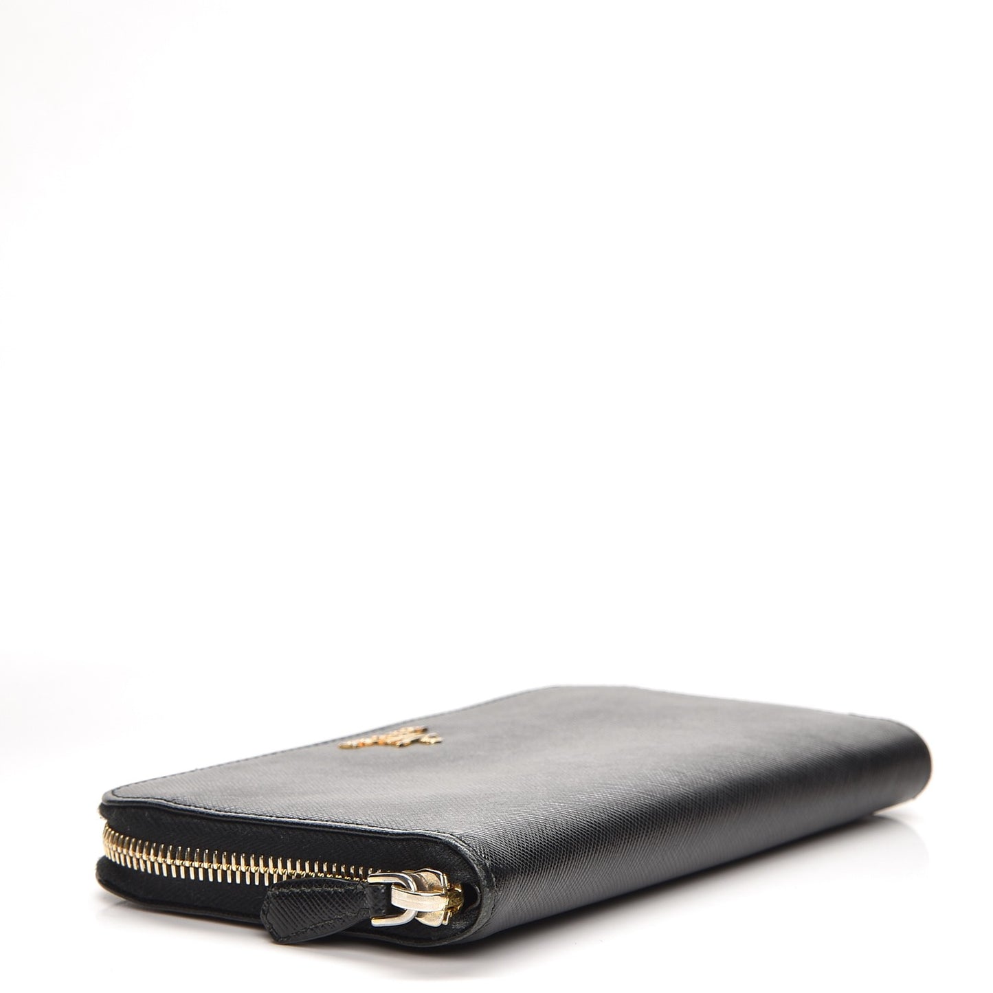 Saffiano Metal Zip Around Wallet Nero Black