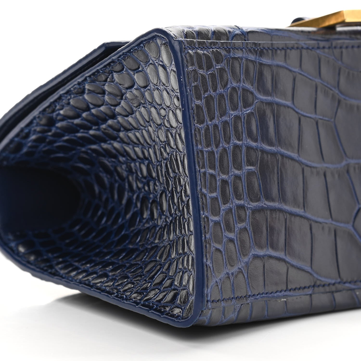 Balenciaga Calfskin Crocodile Embossed Small Hourglass Top Handle Bag Indigo 7 of 9