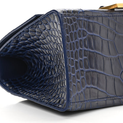 Balenciaga Calfskin Crocodile Embossed Small Hourglass Top Handle Bag Indigo 7 of 9