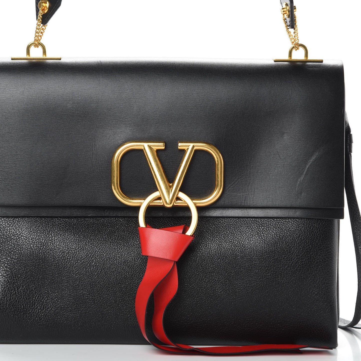 Smooth Calfskin Medium Vring Shoulder Bag Black