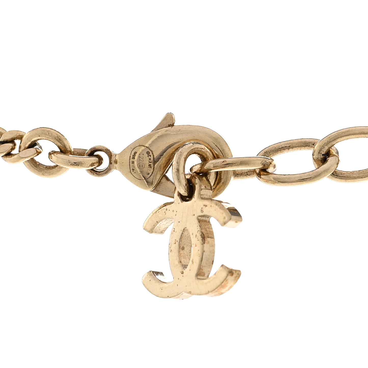 Crystal Logo CC Chain Necklace Light Gold