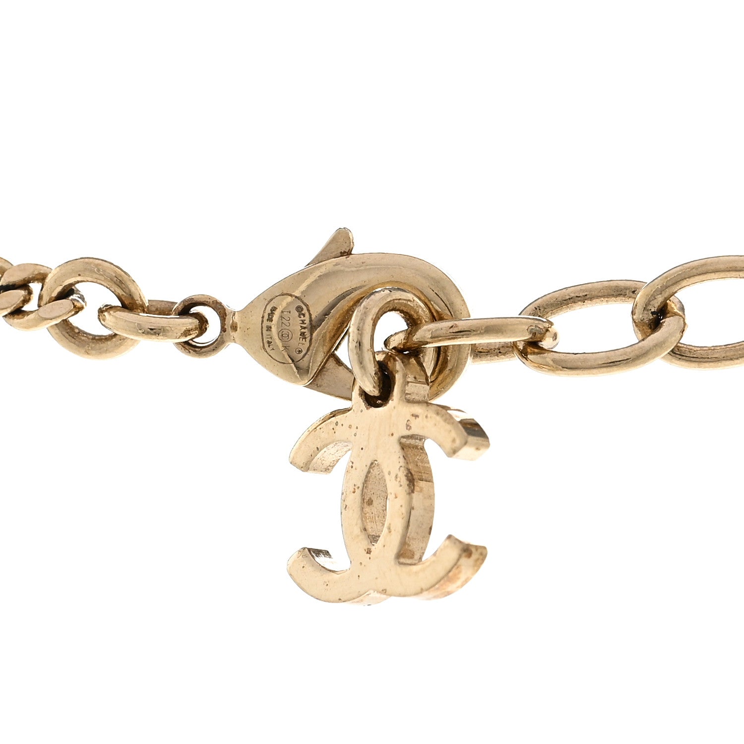Chanel Crystal Logo CC Chain Necklace Light Gold 5 of 5