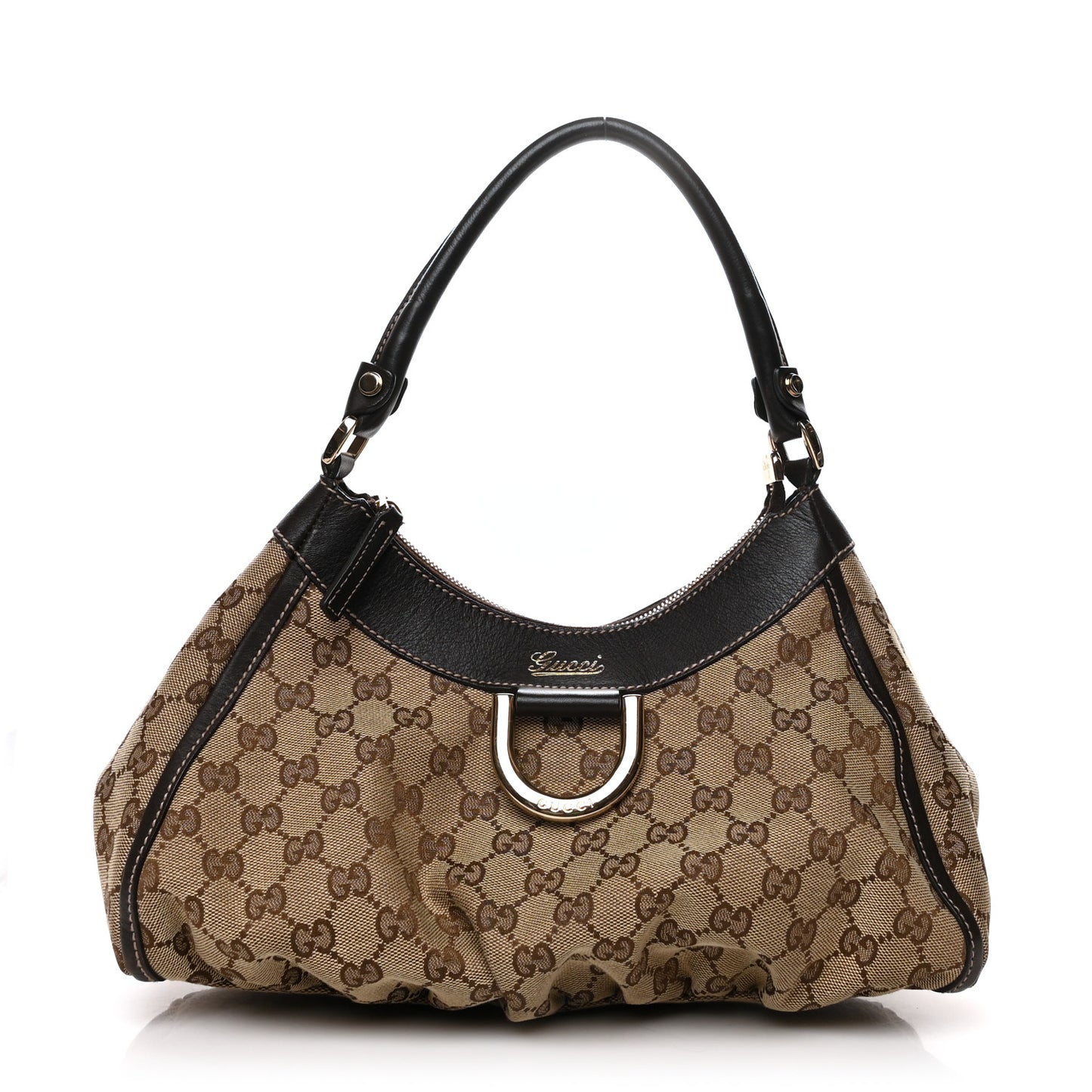 Monogram Medium D Gold Ring Hobo Dark Brown