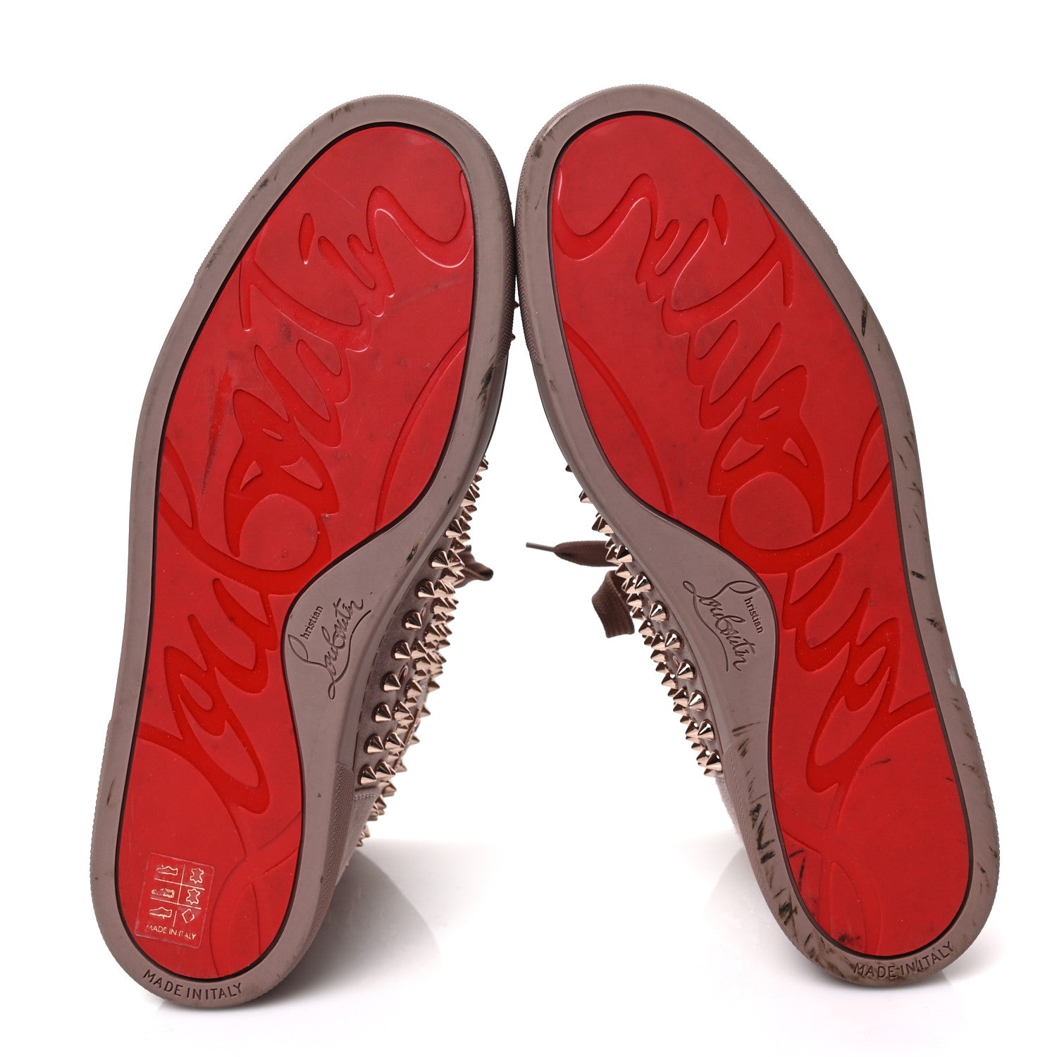 Christian Louboutin Veau Velours Womens Louis Spikes Flat Sneakers 40 Antic Pink Bronze 5 of 7