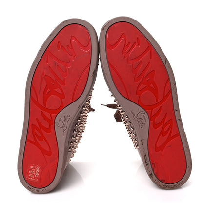 Christian Louboutin Veau Velours Womens Louis Spikes Flat Sneakers 40 Antic Pink Bronze 5 of 7
