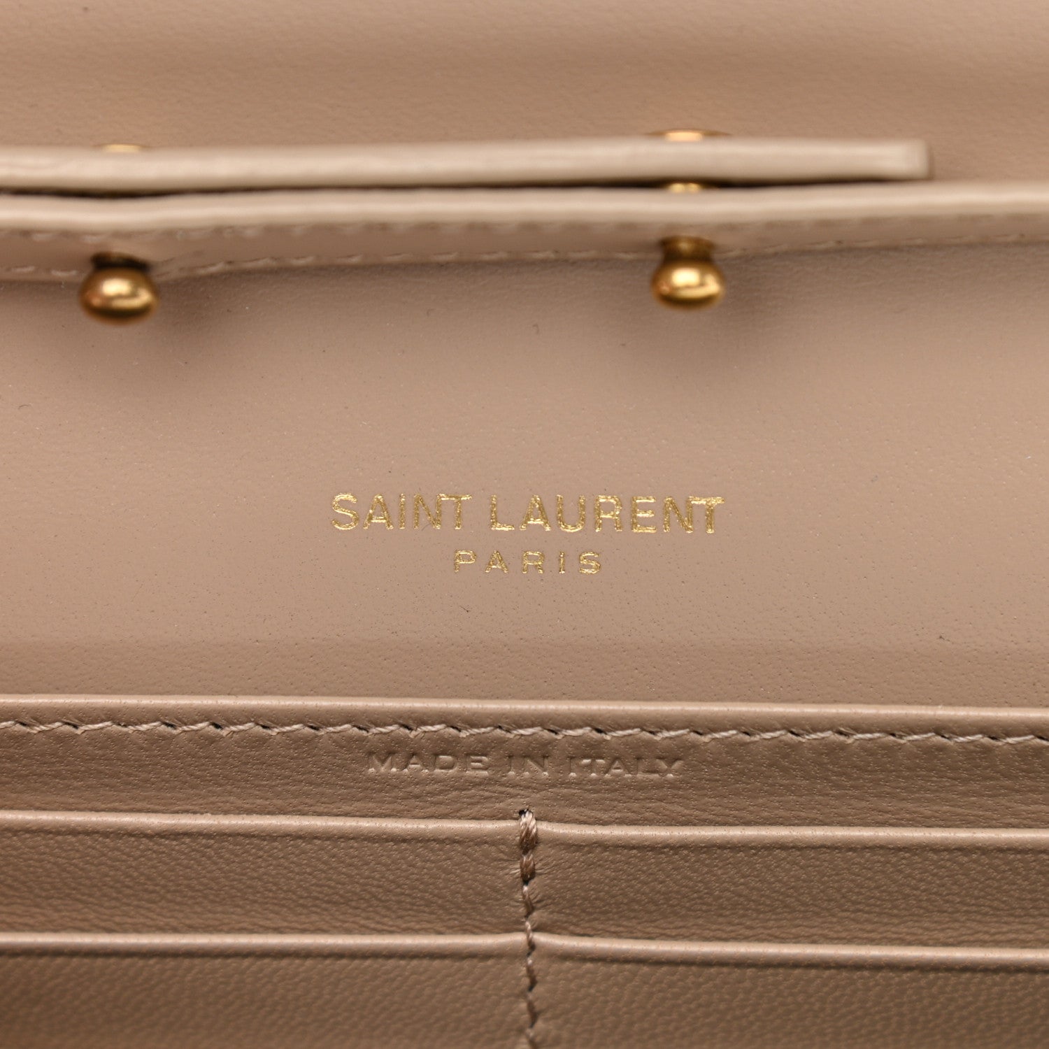 Saint Laurent Glossy Calfskin Monogram Chain Wallet Dark Beige 6 of 9