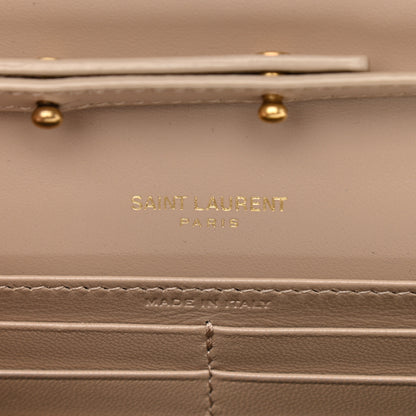 Saint Laurent Glossy Calfskin Monogram Chain Wallet Dark Beige 6 of 9