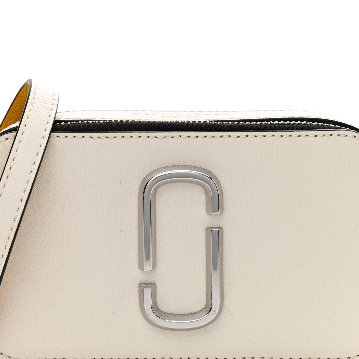 Saffiano Small Snapshot Camera Bag White Yellow