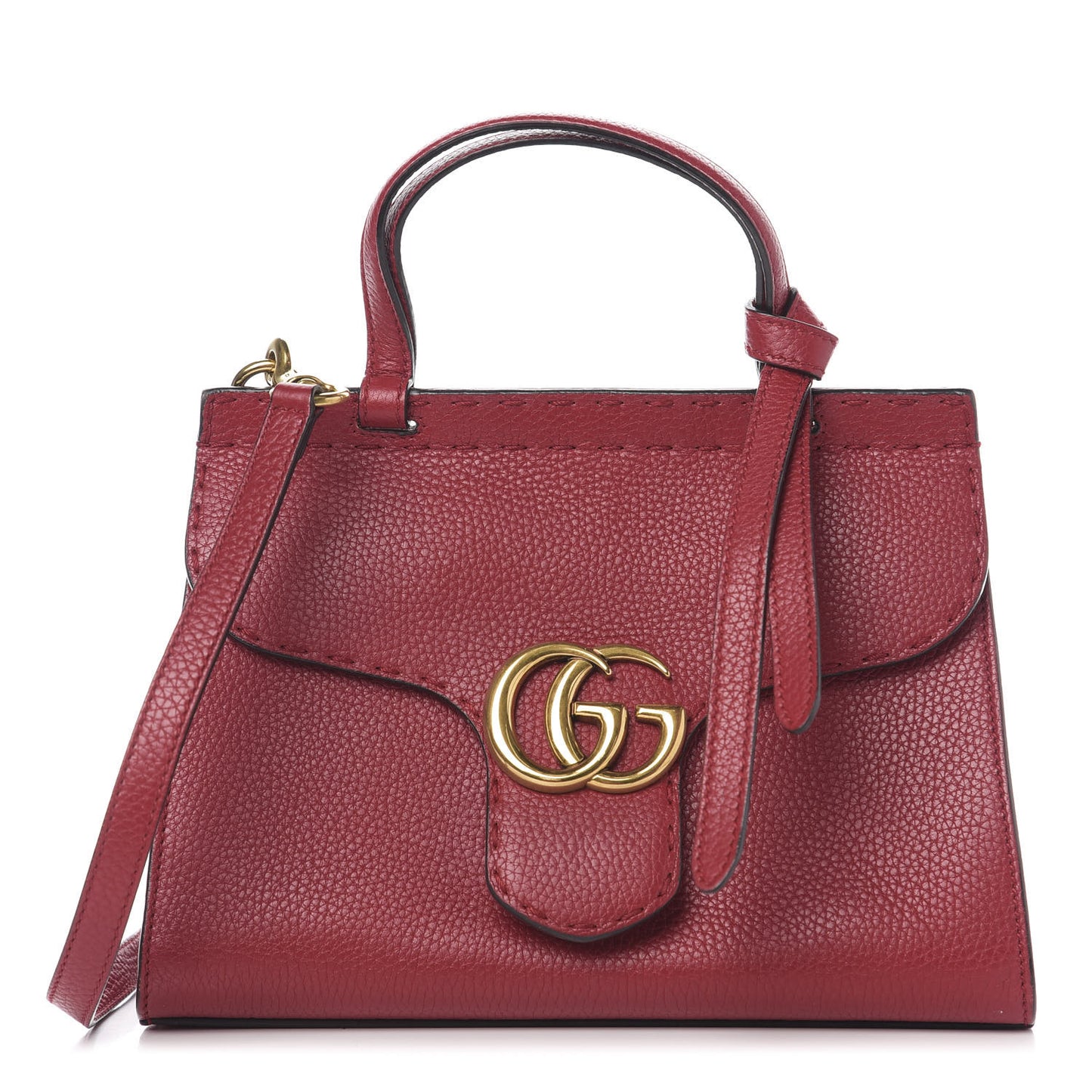 Calfskin Mini GG Marmont Top Handle Bag Vulcanic Red