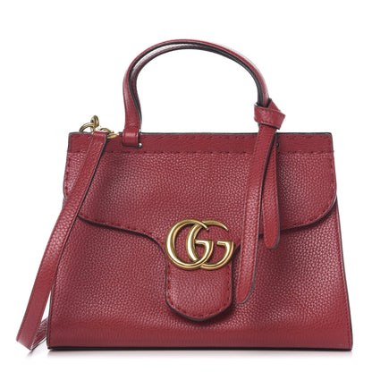 Gucci Calfskin Mini GG Marmont Top Handle Bag Vulcanic Red 1 of 10