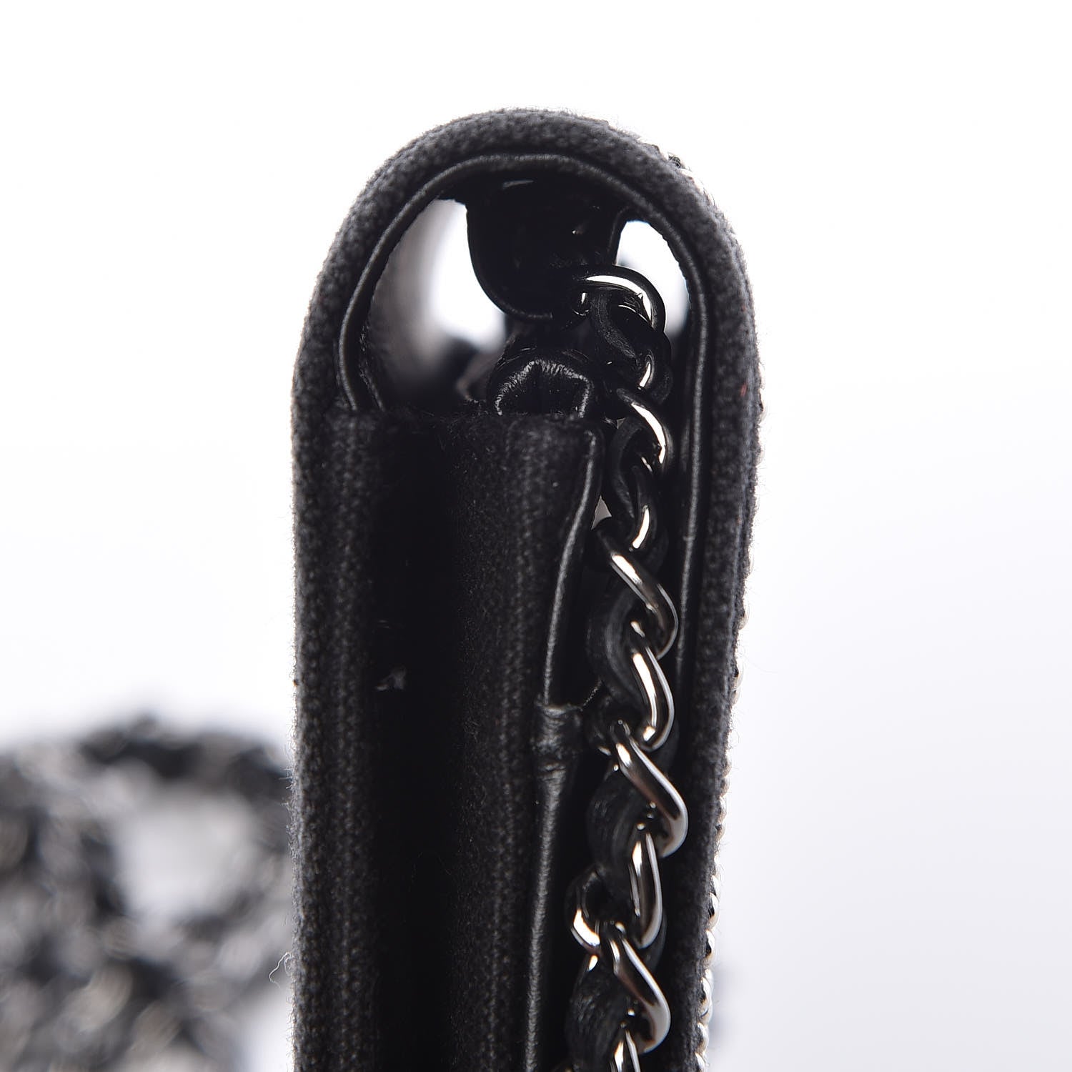 Chanel Canvas Studded CC Wallet On Chain WOC Black 14 of 14