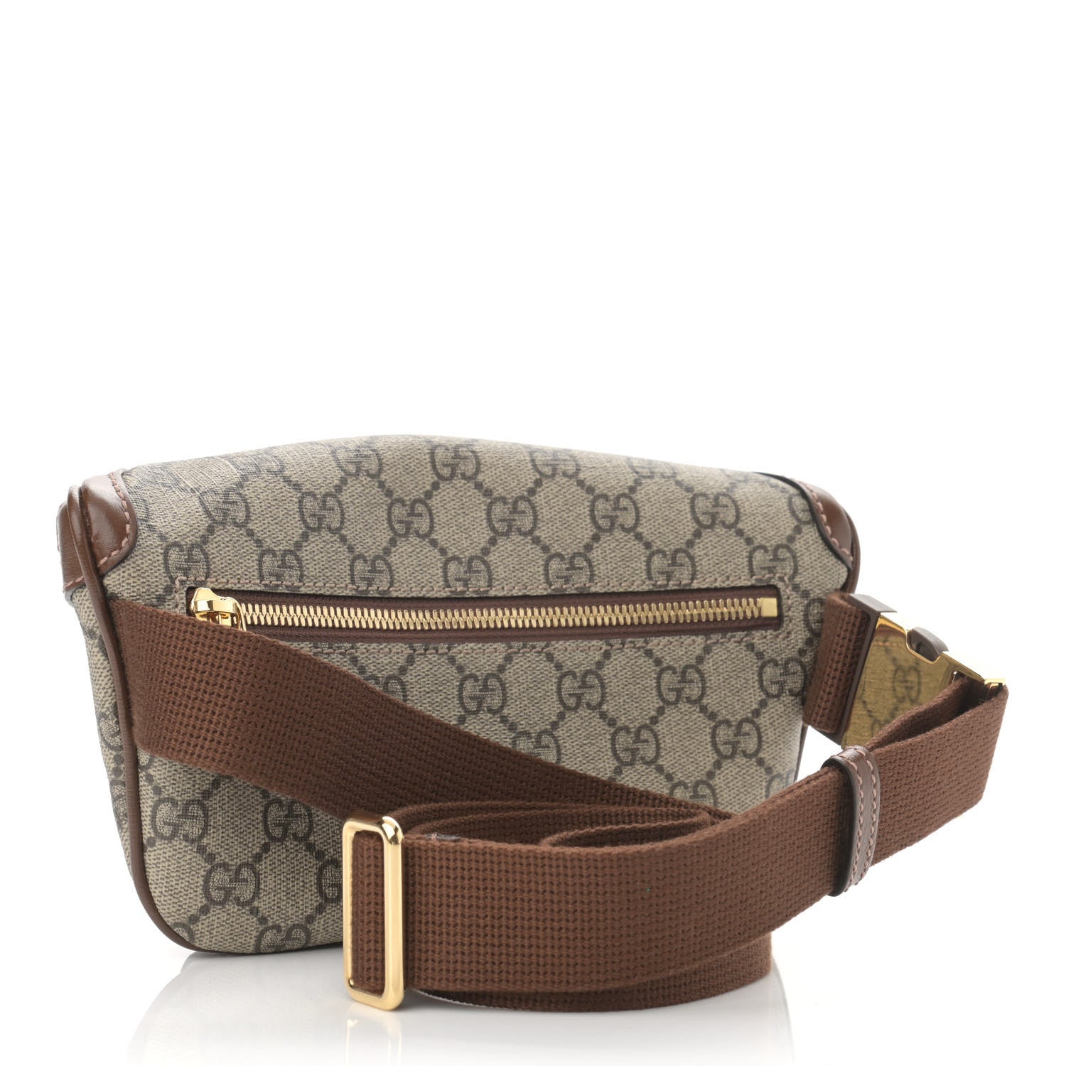 Gucci GG Supreme Monogram Textured Calfskin Retro Interlocking G Belt Bag Beige Ebony Brown Sugar 3 of 14