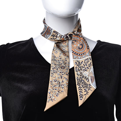 Hermes Silk L'Arbre De Vie Twilly Camel Gris Bleuete Caramel 2 of 5