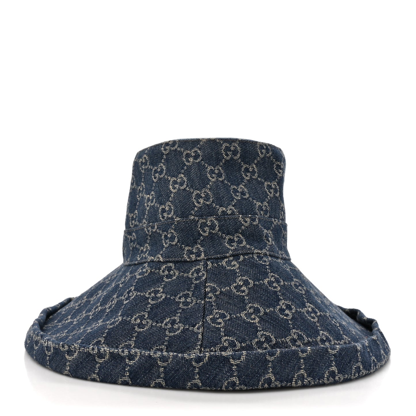 Eco Washed Denim GG Monogram Brim Hat L Blue Ivory