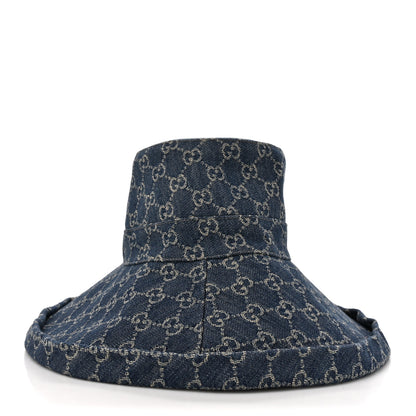 Gucci Eco Washed Denim GG Monogram Brim Hat L Blue Ivory 5 of 10