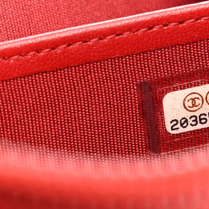 Chanel Lambskin Quilted Boy Zip Around Wallet Red 8 of 9
