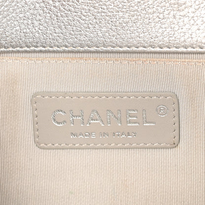 Chanel Metallic Calfskin Camellia Quilted Small Boy Flap Silver 6 of 10