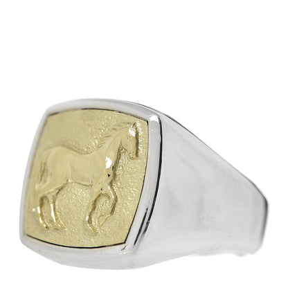 David Yurman Sterling Silver 18K Yellow Gold Petrvs Horse Signet Ring 52 6 3 of 5