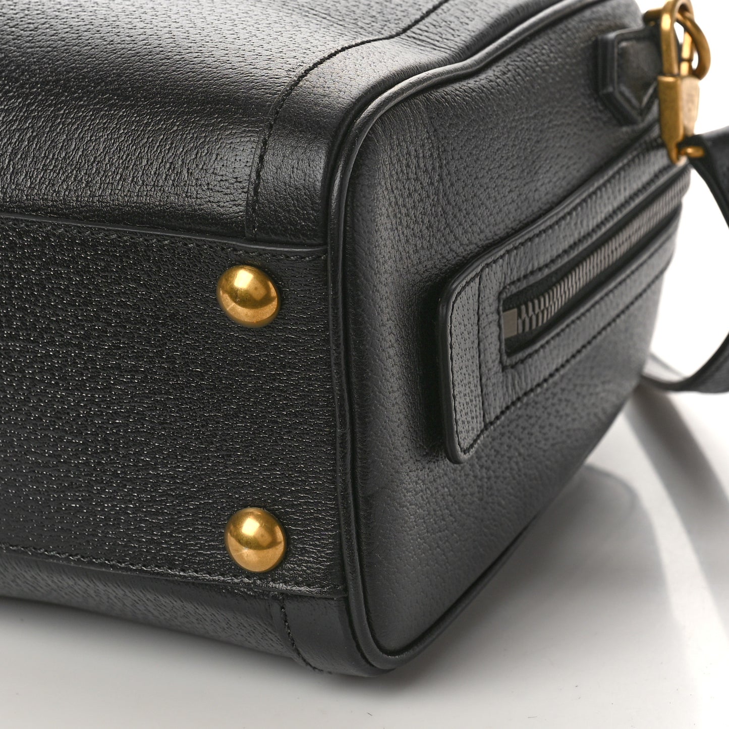Textured Dollar Calfskin Web Large Diana Duffle Bag Black Dusty Grey