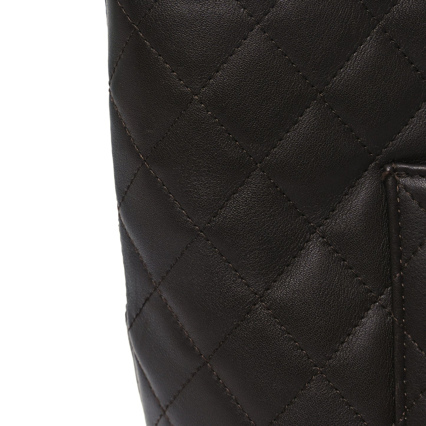 Calfskin Quilted Large Cambon Tote Brown