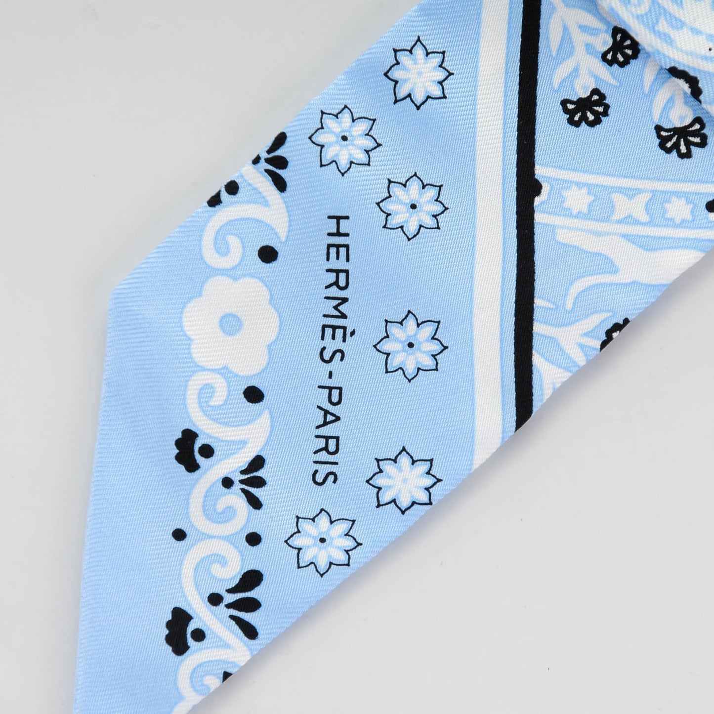 Silk Peuple Du Vent Bandana Twilly Bleu Oxford Noir Blanc