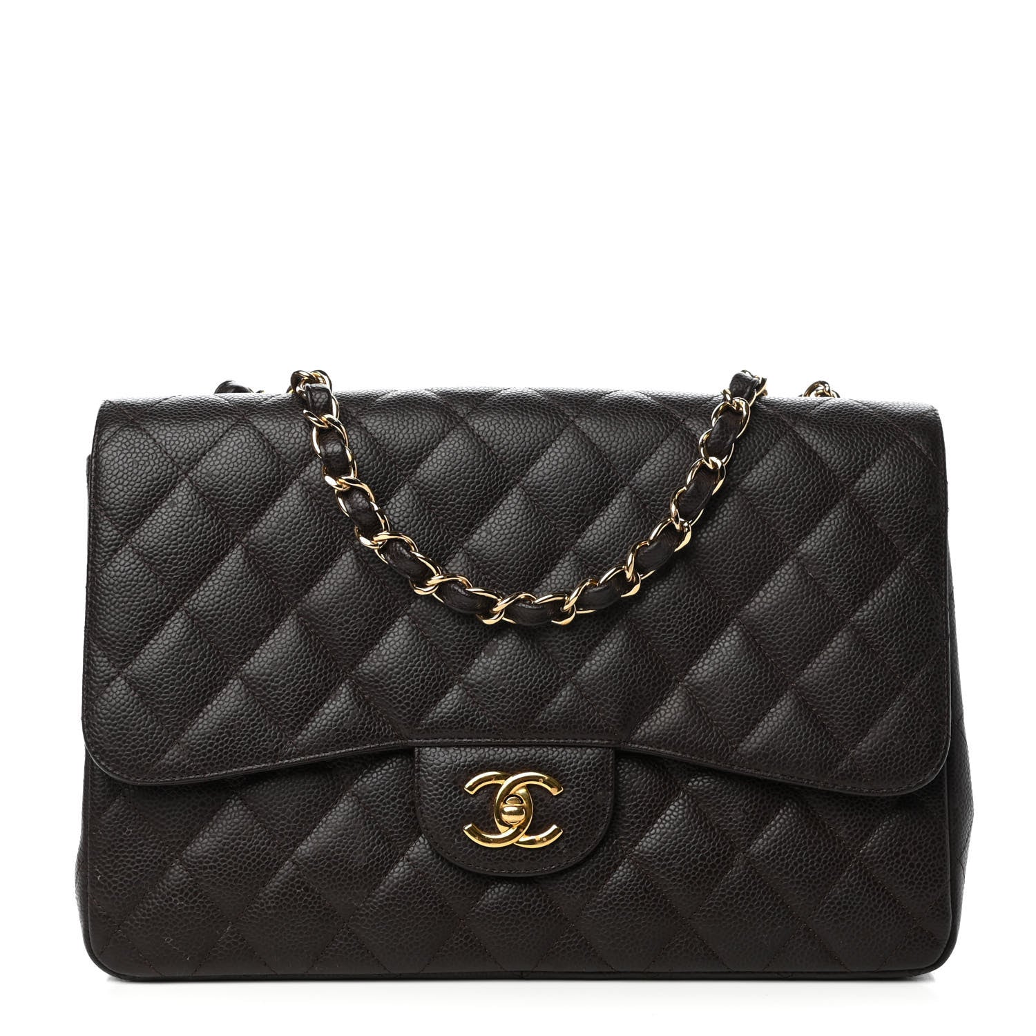 Chanel Caviar Quilted Jumbo Single Flap Dark Brown 1 of 11