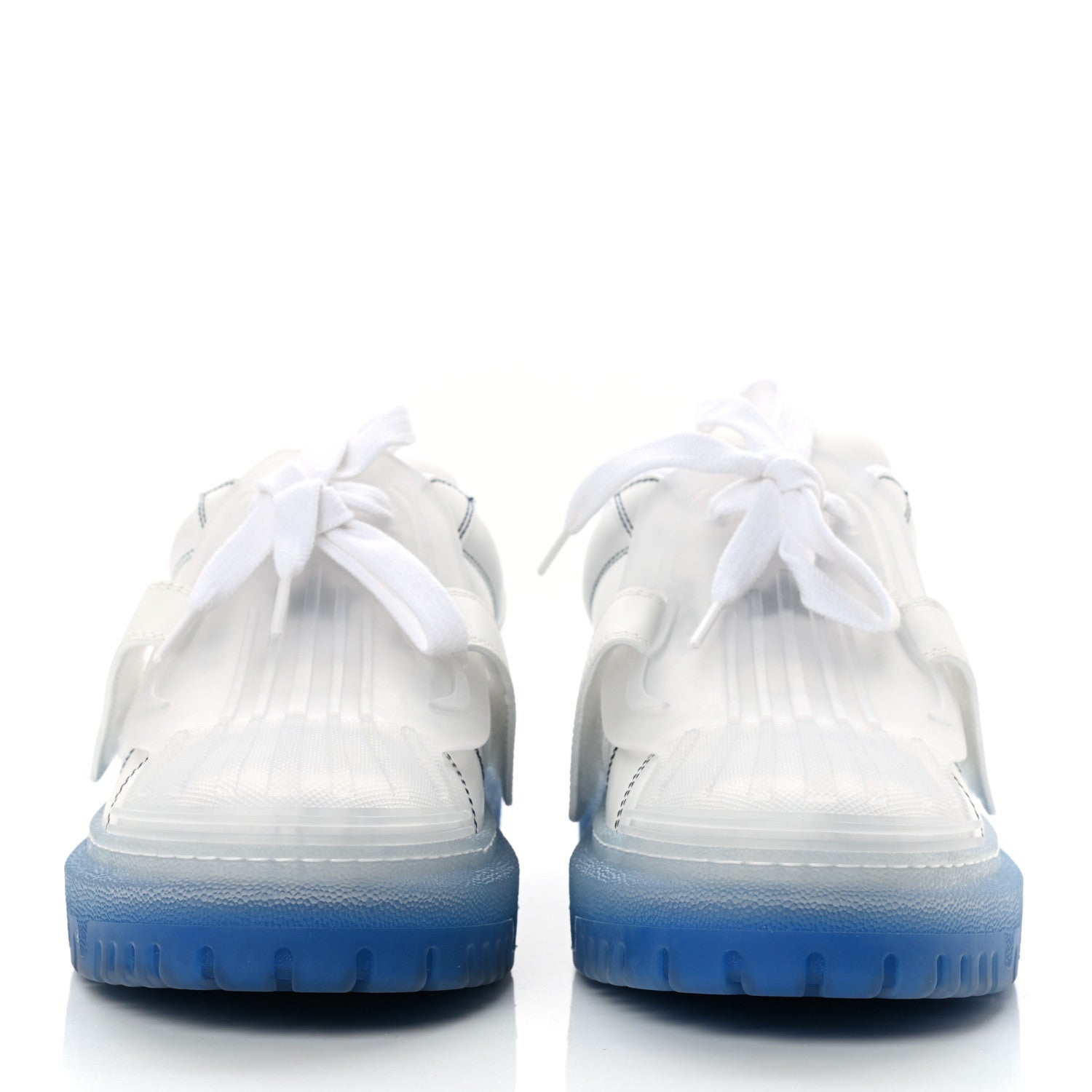 Christian Dior Calfskin Clear Rubber Dior-ID Platform Sneakers 37.5 White Deep Blue 2 of 9