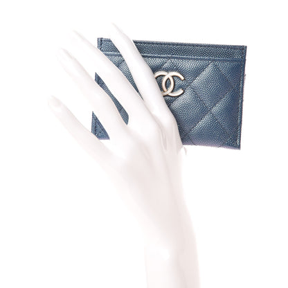 Chanel Iridescent Caviar Quilted Card Holder Dark Blue 2 of 9