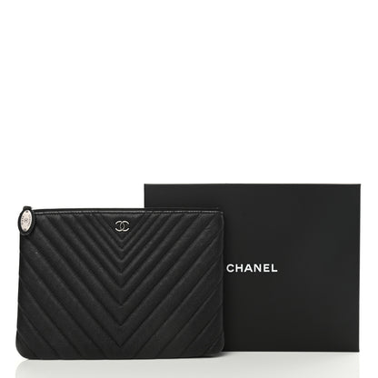 Chanel Sheepskin Chevron Quilted Medium Cosmetic Case Black 9 of 9