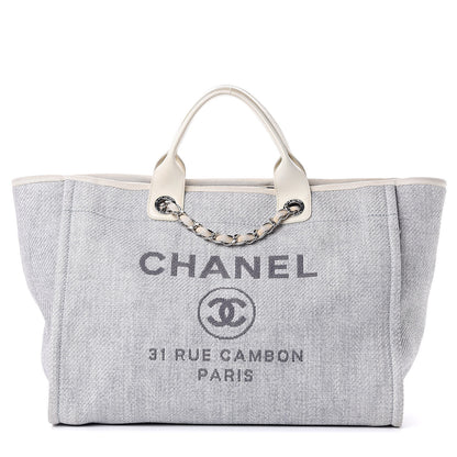Chanel Woven Straw Large Deauville Tote Blue 1 of 18