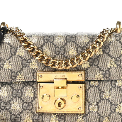 Gucci GG Supreme Monogram Bees Small Padlock Shoulder Bag Black 8 of 10