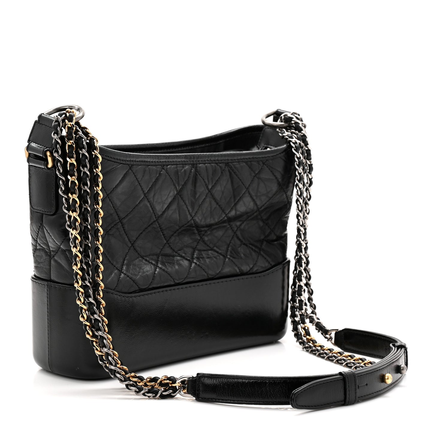 Aged Calfskin Quilted New Medium Gabrielle Hobo Black