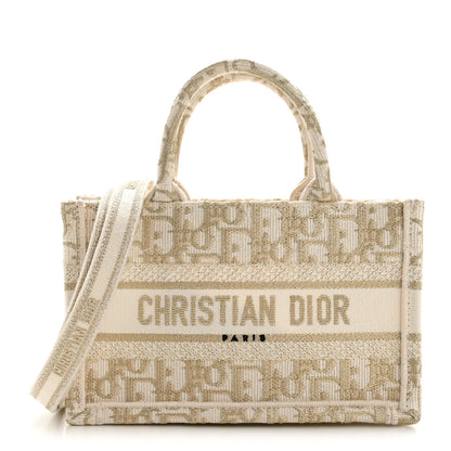 Christian Dior Oblique Mini Book Tote With Strap Gold Multicolor 1 of 12