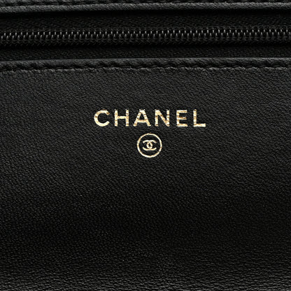 Chanel Lambskin Quilted Crystal CC Wallet On Chain WOC Black 6 of 11