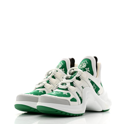 Louis Vuitton Jacquard Velvet Monogram LV Archlight Sneakers 37 White Vert 4 of 9
