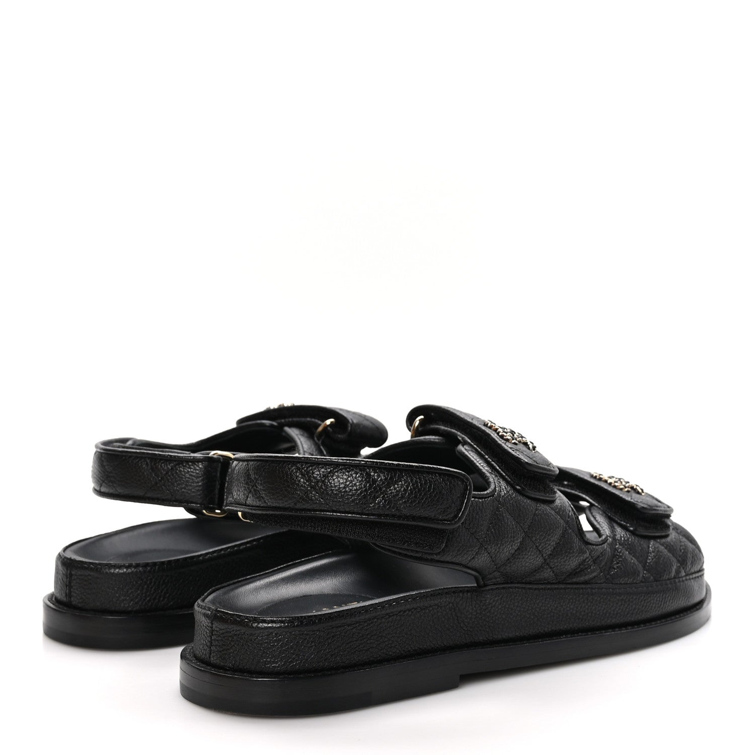 Chanel Grained Calfskin Velcro Dad Sandals 39 Black 4 of 12