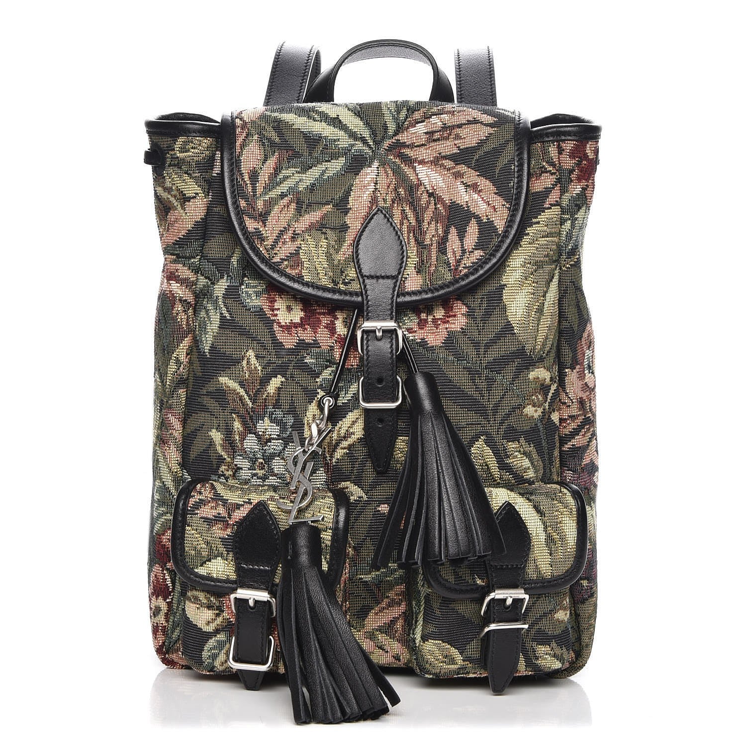 Saint Laurent Canvas Floral Print Festival Backpack Black 1 of 7