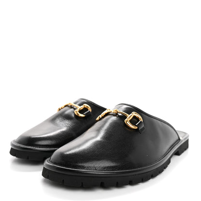 Gucci Goatskin Mens Horsebit Lug Sole Slippers 9 Black 4 of 11