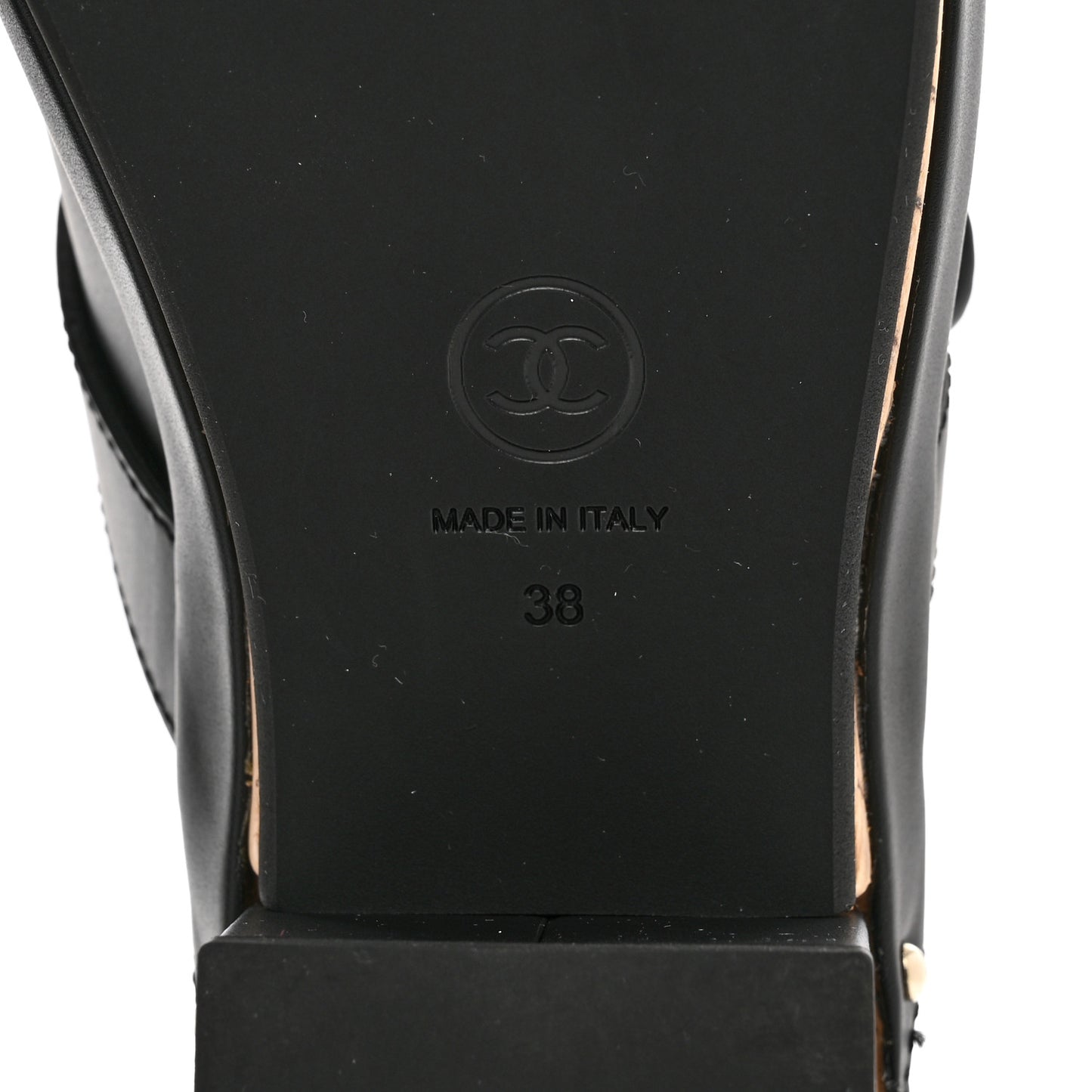 Calfskin CC Turn Lock Clogs 38 Black