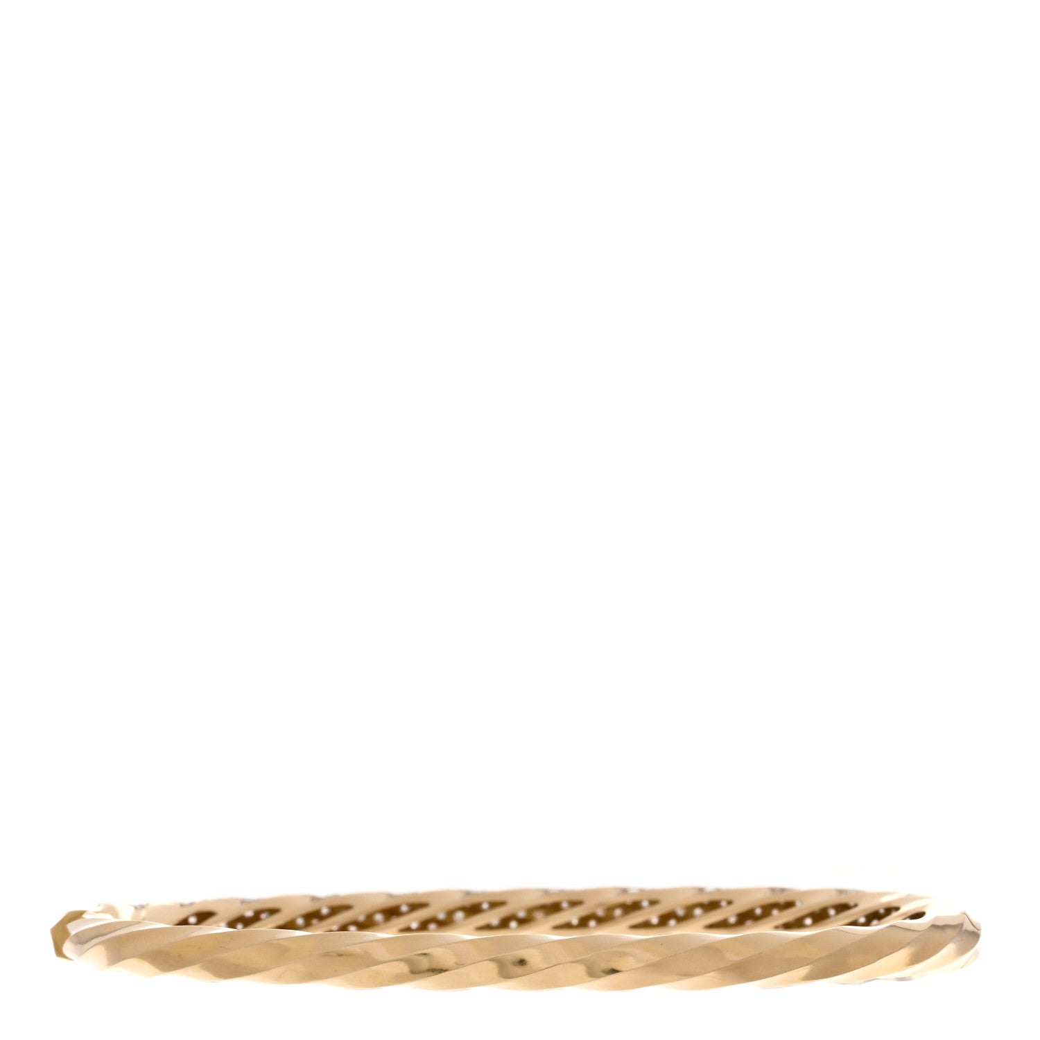 David Yurman 18K Yellow Gold Diamond 4mm Cable Edge Bangle Bracelet 2 of 3