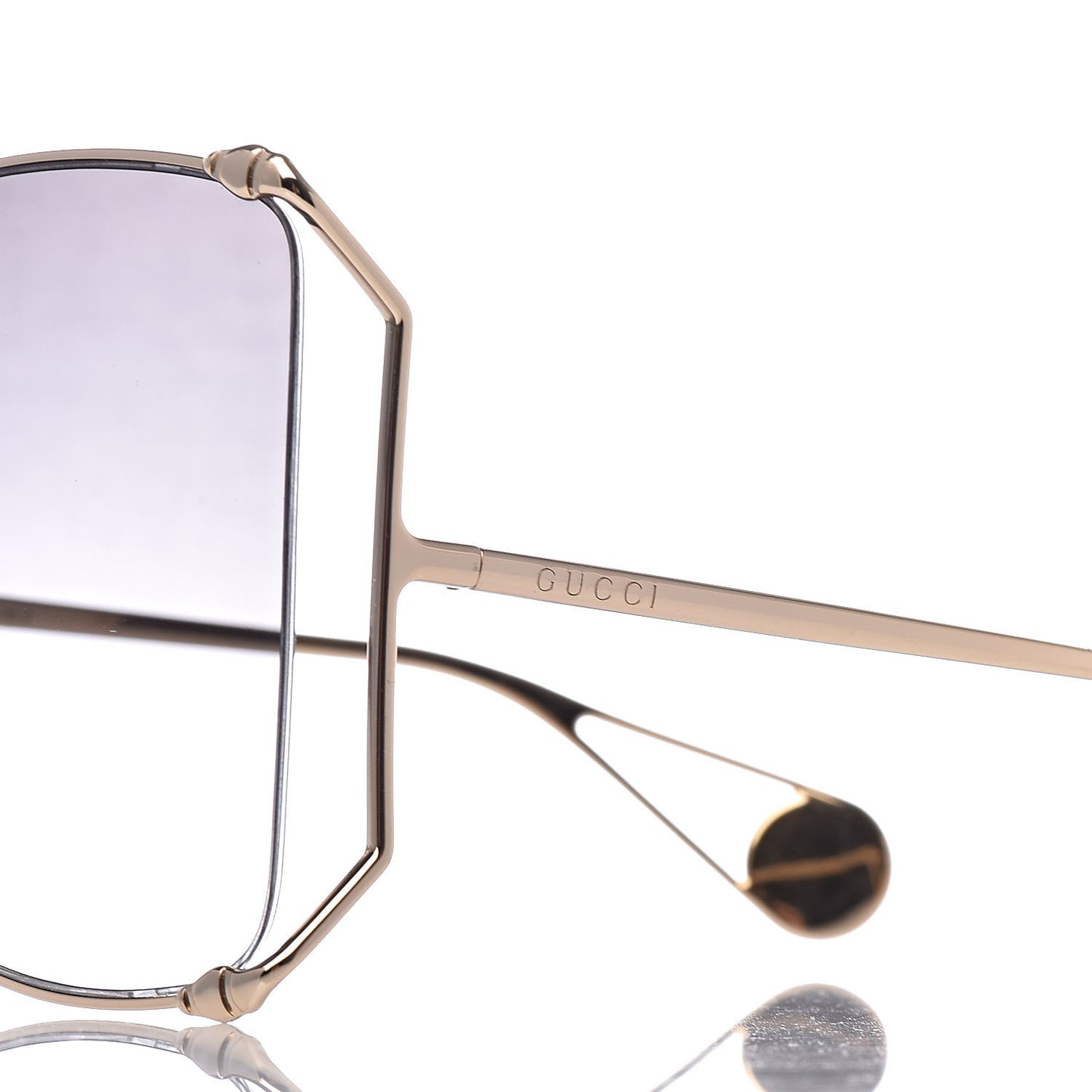Oversized Round Sunglasses GG0252S Gold Grey