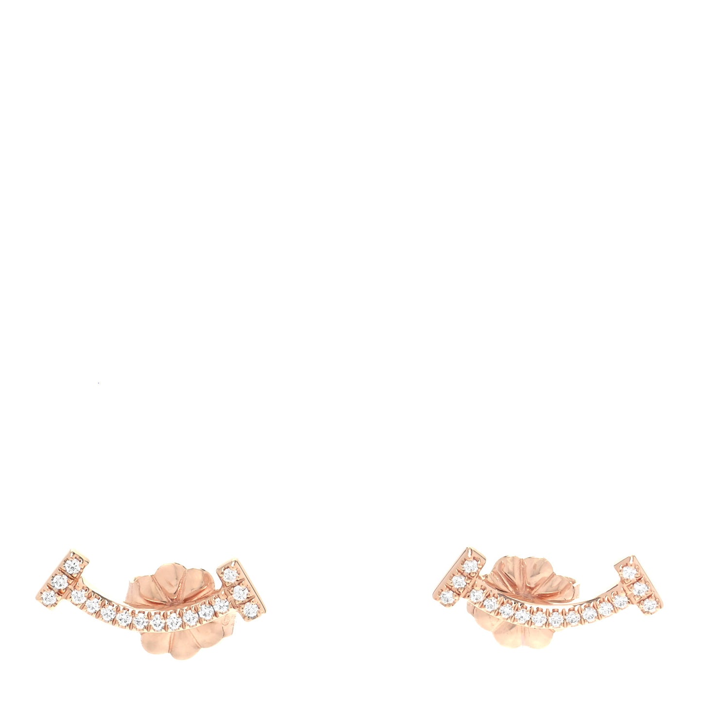 18K Rose Gold Diamond T Smile Earrings